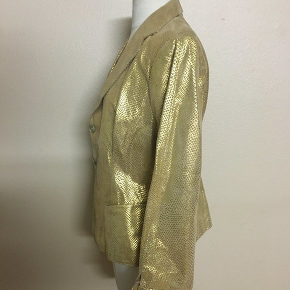 Vintage Di Vita Gold Metallic Suede snake Python Jacket suit coat blazer - Picture 2 of 10